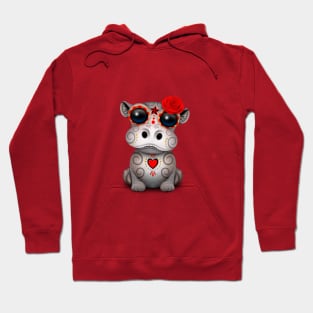 Red Day of the Dead Baby Hippo Hoodie